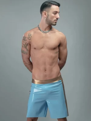 Latex Basketball Shorts With Waistband And Side Band