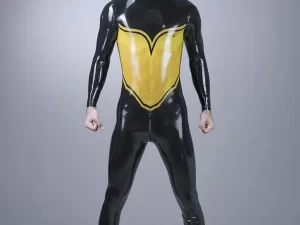 Latex Bi-color Catsuit With Panels At Front And Back