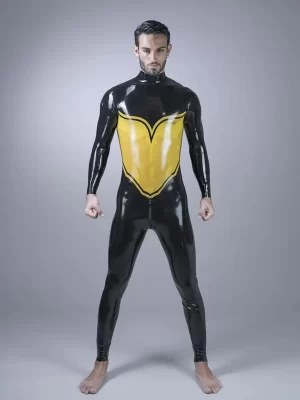 Latex Bi-color Catsuit With Panels At Front And Back