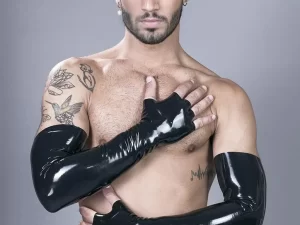 Vingerloze latex handschoenen tot op de schouder, premium kwaliteit