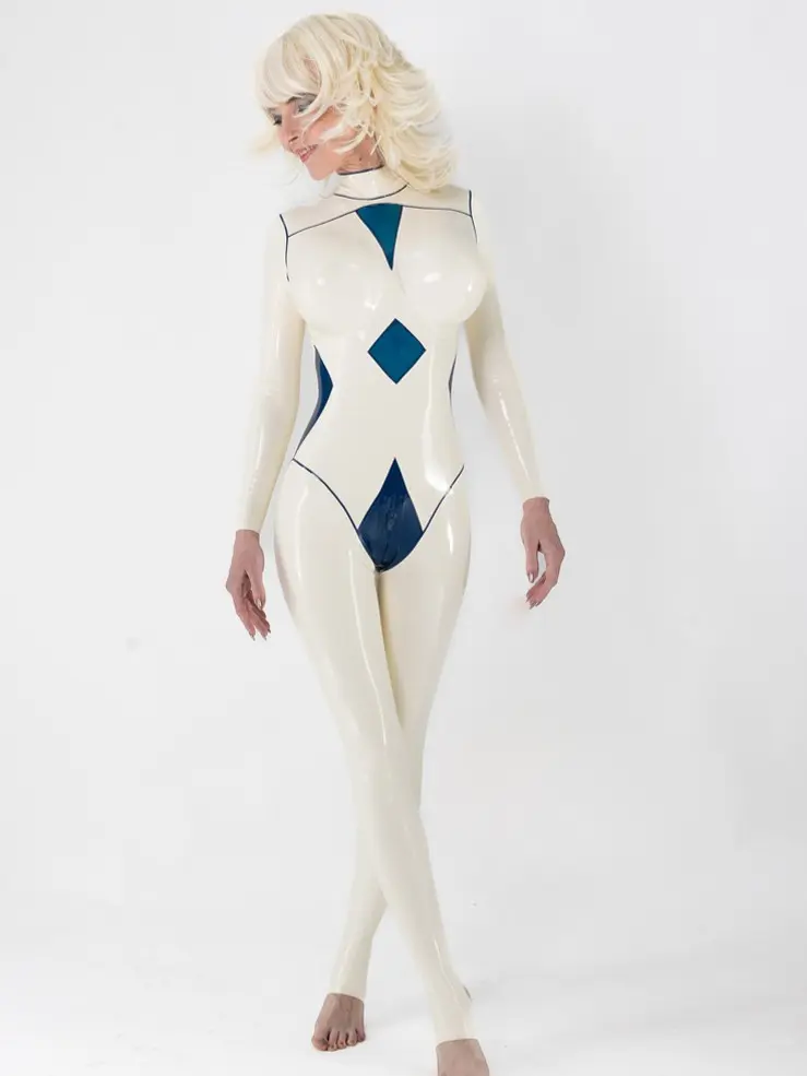 Latex Three-tone Paneled Catsuit