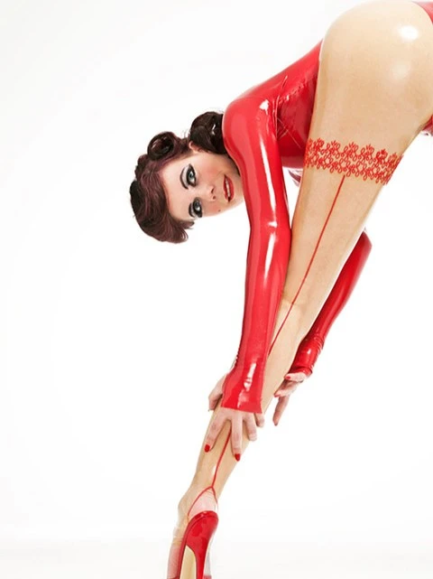 Latex Elegant Catsuit Featuring Sheer Panel Latex Elegant Catsuit Featuring Sheer Panel