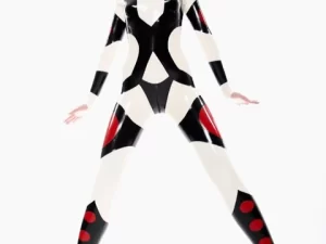 Latex Tri-color Catsuit With Neck Entry