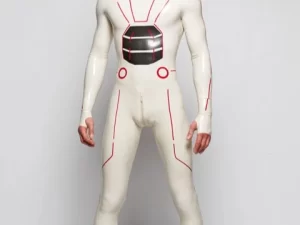 Latex Tron-style Striped Paneled Catsuit
