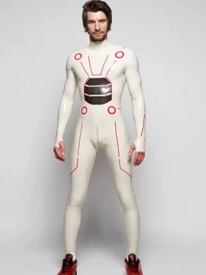 Latex Tron-style Striped Paneled Catsuit