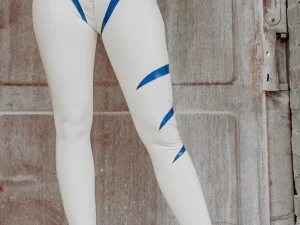 Latex Geometric Color-blocked Pants