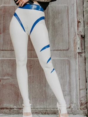 Latex Geometric Color-blocked Pants