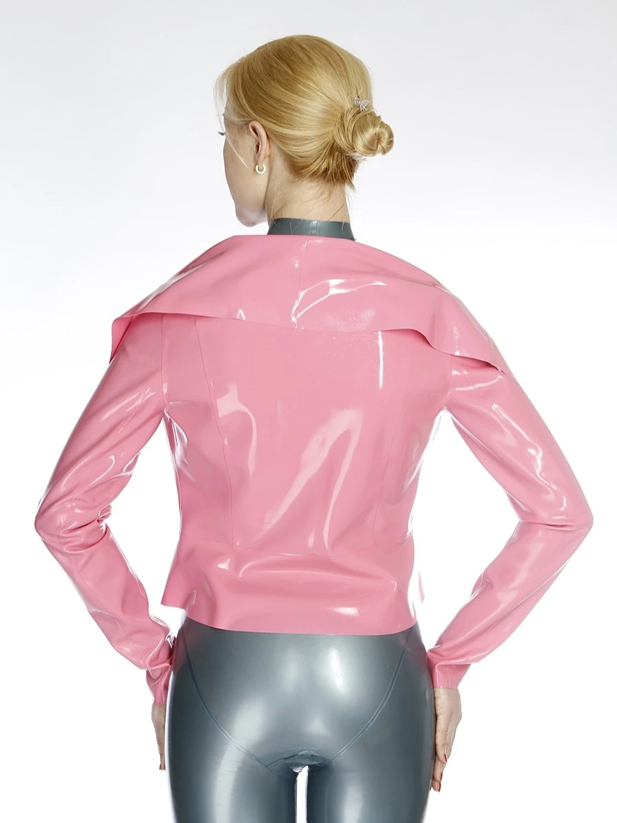 Latex Bright Pink Lapel Cropped Jacket Latex Bright Pink Lapel Cropped Jacket