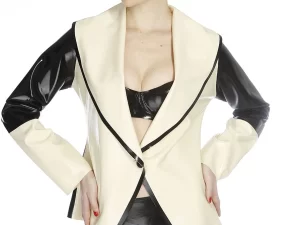 Latex Asian-style Slim-fit Shawl Collar Single-button Jacket