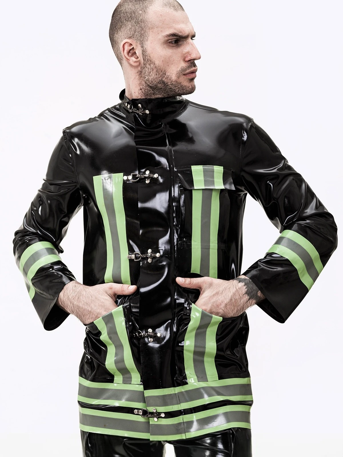 Latex Male rescue Service Uniform Jacket Latex Male rescue Service Uniform Jacket