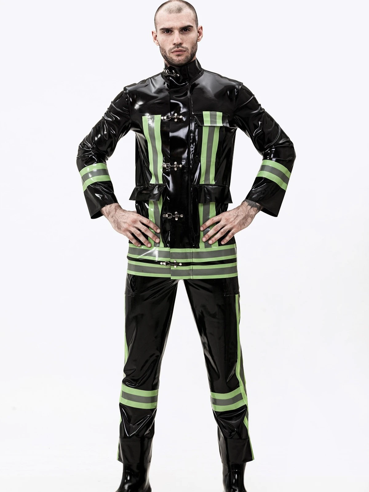 Latex Male rescue Service Uniform Jacket Latex Male rescue Service Uniform Jacket