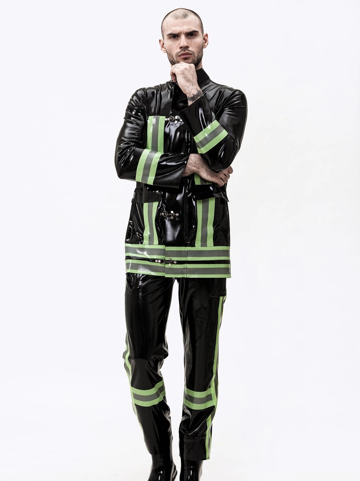 Latex Male rescue Service Uniform Jacket Latex Male rescue Service Uniform Jacket