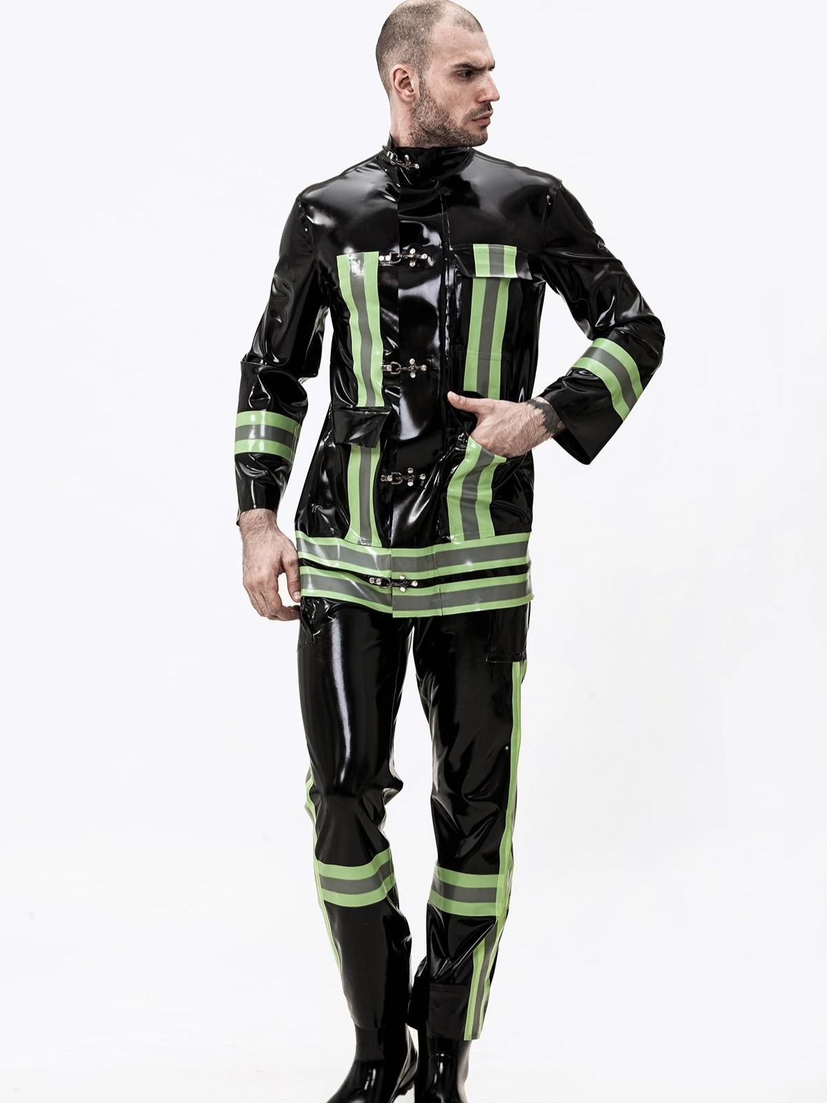 Latex Male rescue Service Uniform Jacket Latex Male rescue Service Uniform Jacket
