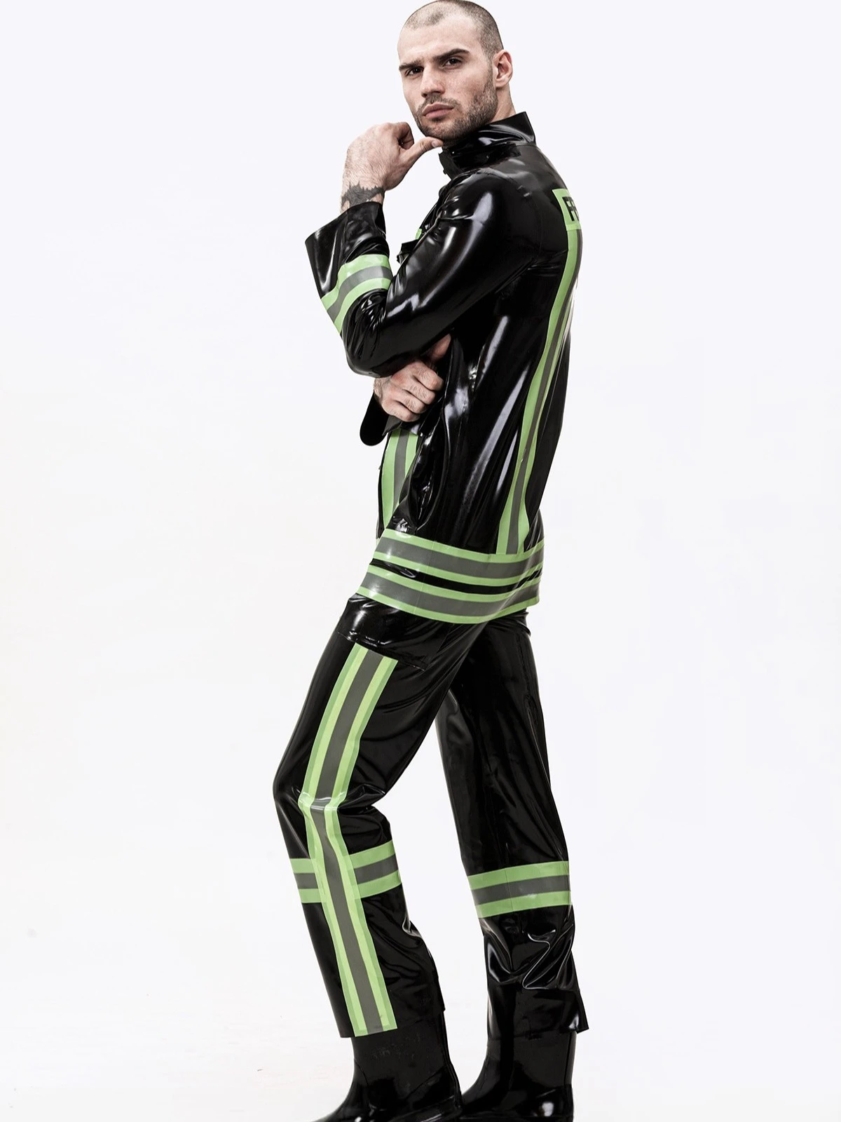 Latex Male rescue Service Uniform Jacket Latex Male rescue Service Uniform Jacket