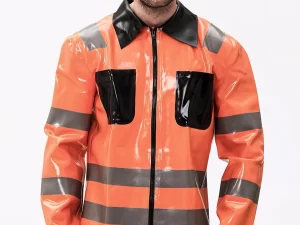 Latexová mužská uniformní bunda hasičského stylu