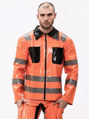 Latex Male Fireman Style Uniform Jacket