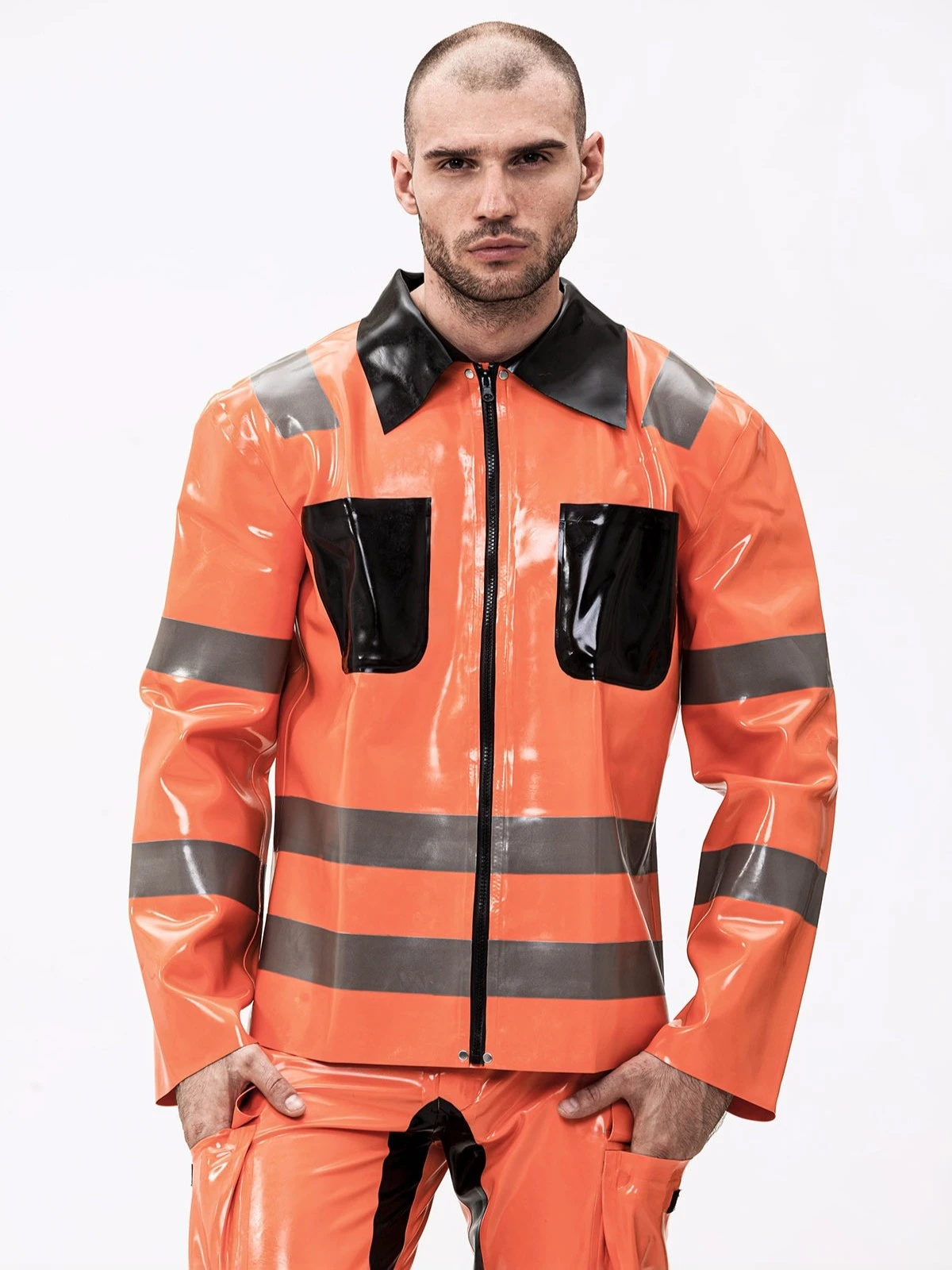 Latex Male rescue Service Uniform Jacket Latex Male rescue Service Uniform Jacket