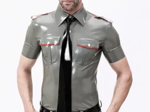 Latex Mannelijk Kort Mouw Militair Uniform Shirt