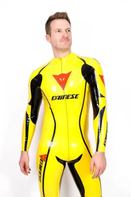 Male Latex Brand Name Motorcycle Style Latex Catsuit