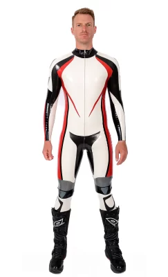 Male Latex Logo Branded Motorcycle Suit