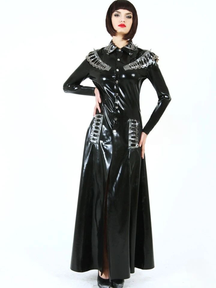 Latex Unisex Loose-fitting Hooded Double-breasted Trenchcoat