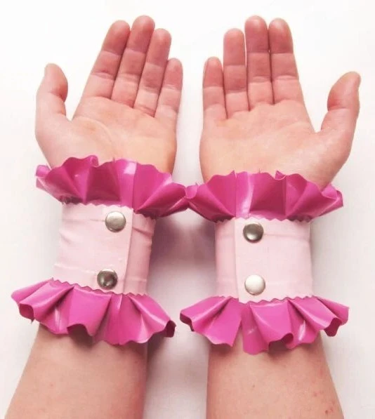 Latex Pink & Fuchsia Frilled Cuffs Latex Pink & Fuchsia Frilled Cuffs