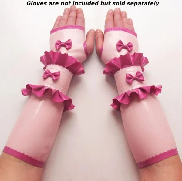 Latex Pink & Fuchsia Frilled Cuffs Latex Pink & Fuchsia Frilled Cuffs