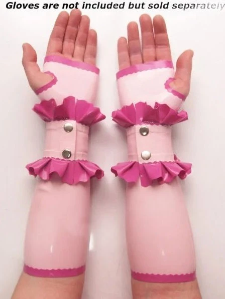 Latex Pink & Fuchsia Frilled Cuffs Latex Pink & Fuchsia Frilled Cuffs