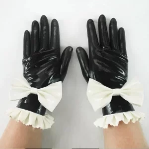 Latex Maid Short Gloves
